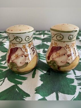 Lang & Wise Discontinued “Just Believe” Snowman & Stars Salt & Pepper Shakers